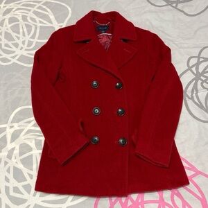Lands’ End Red Peacoat